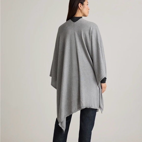 Quince Cotton Cashmere Ruana/Wrap in Heather Gray OS - Picture 2 of 5